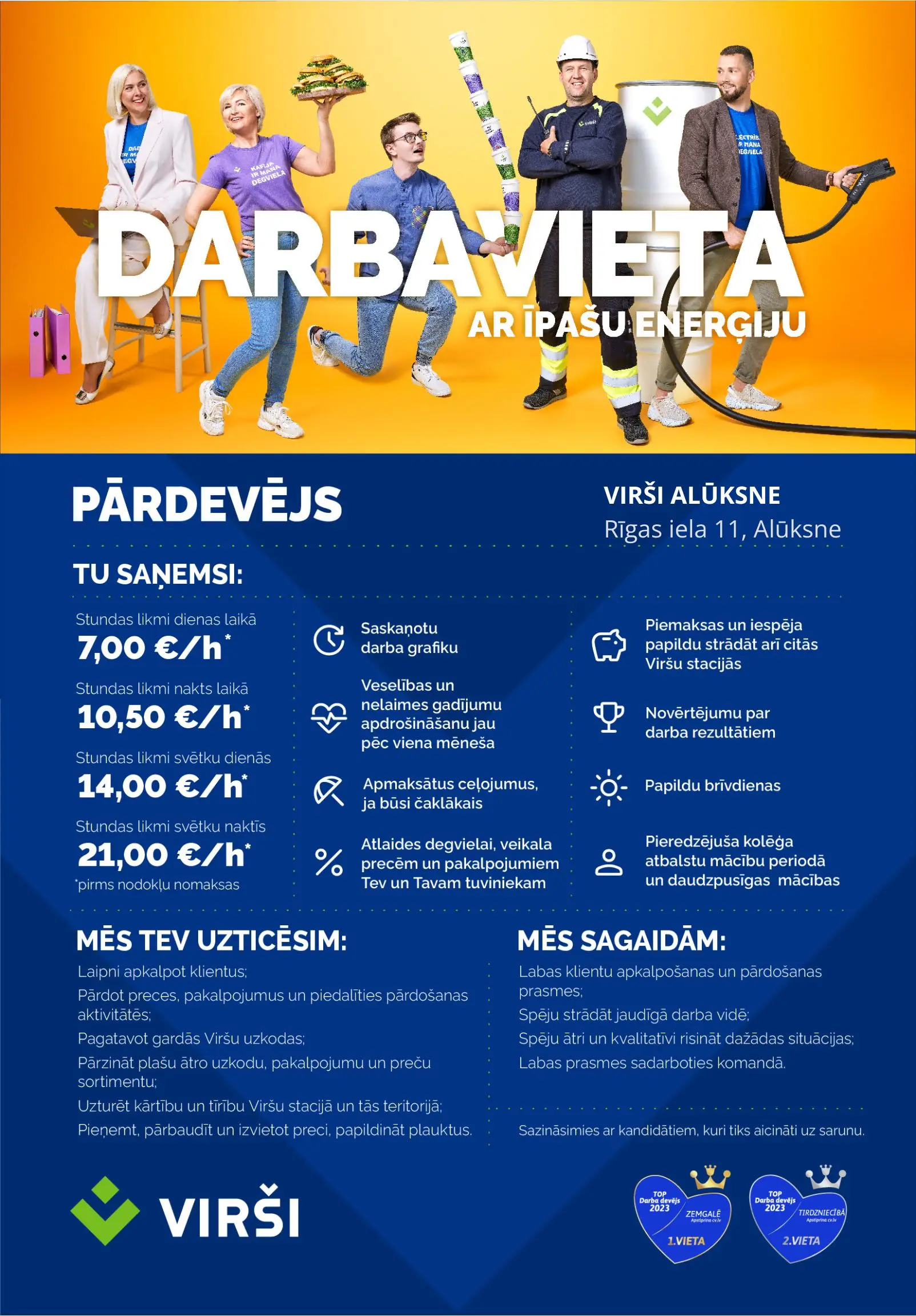 Virsi pardeveju darba sludinajums